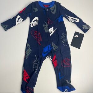Nike Sleeper Navy and Red Logo Footie 3mo, NEW